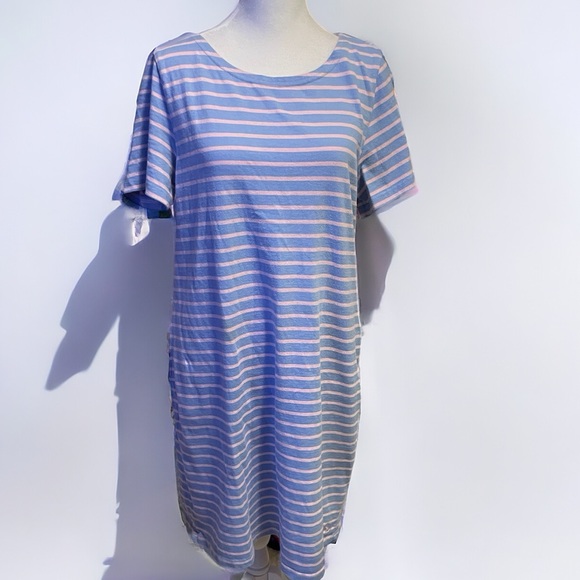 Joules Dresses & Skirts - Joules Fit for Land and Sea Pink and Blue Jersey Knit Short Sleeve Dress Size 12